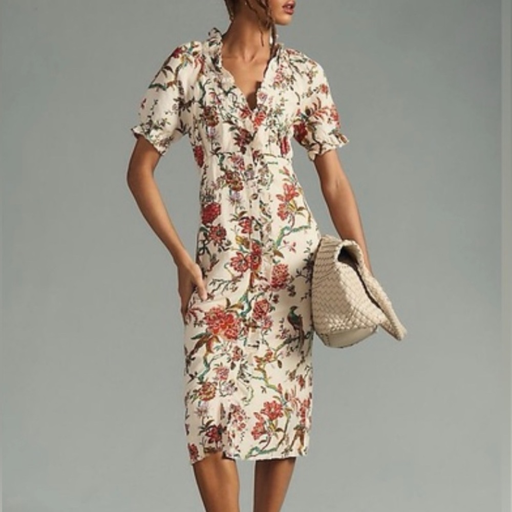 Pilcro Anthropologie Linen Blend Midi Dress - Brand New